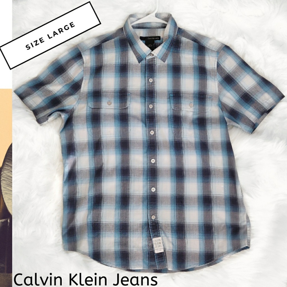 Calvin Klein Jeans Mens Button Down Shirt Size L